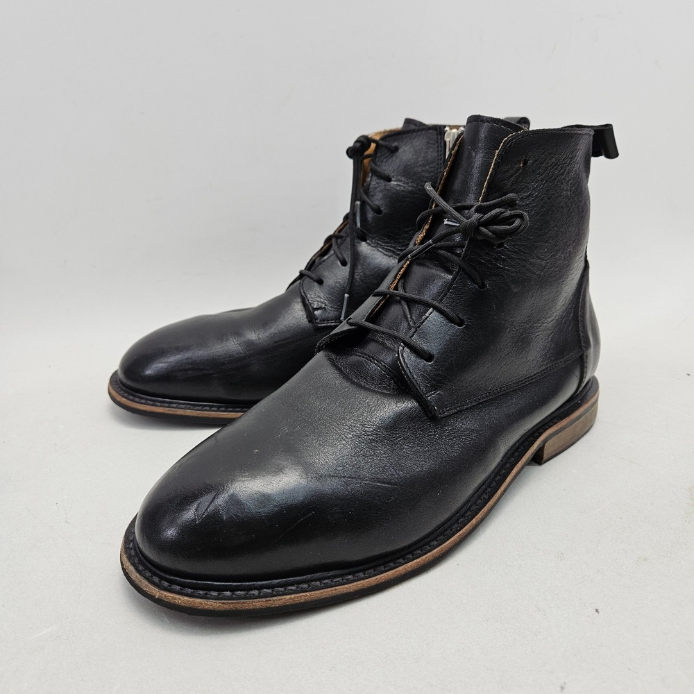 Proxon Mens Black Leather Lace Up Zip Boots ASTM 2413-11 Size 12 Made in Mexico